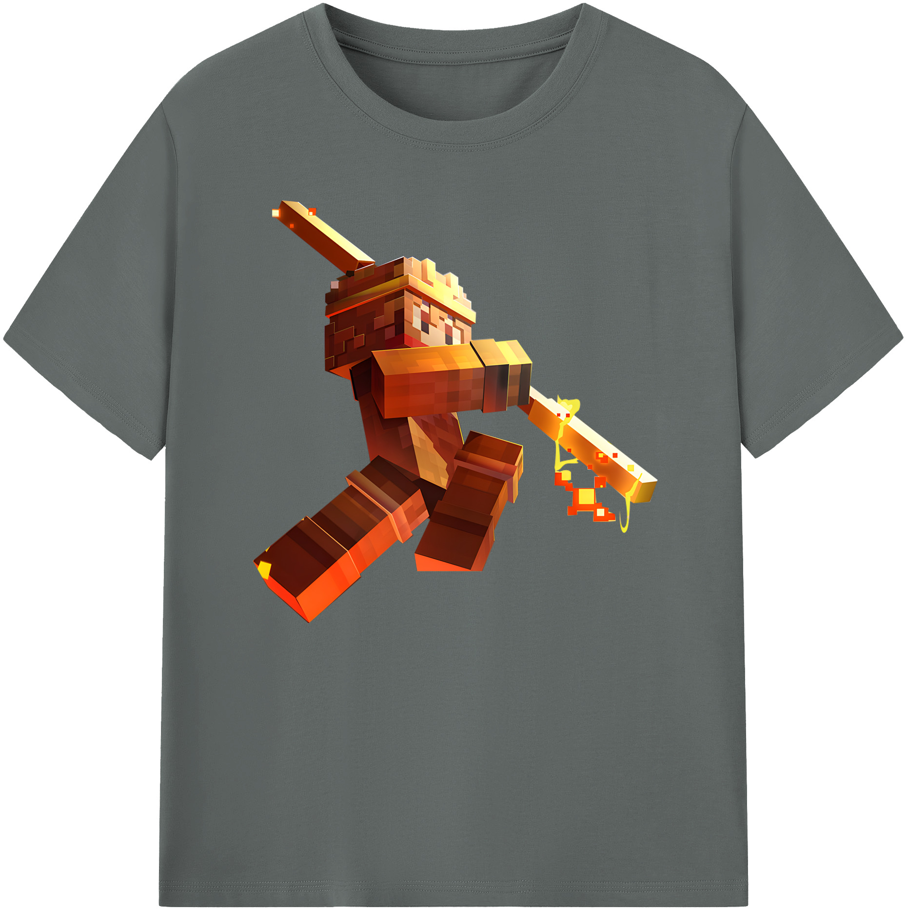 （画像用） マインクラフト ブロックの世界 Minecraft MC Block world 綿100％ メンズ半袖Tシャツ｜肌触りやわらか＆通気性